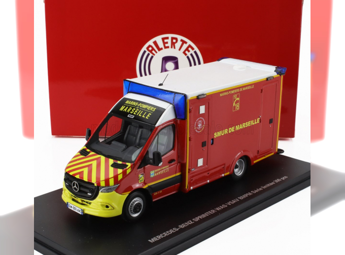 MERCEDES-BENZ Sprinter Van Was Vsav Smur De Marseille Sapeurs Pompiers Ambulance (2024), Red Yellow White