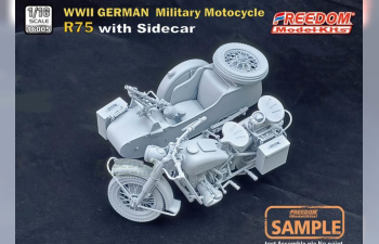 Сборная модель WW2 German R75 motorcycle /W Side Car, ( BMW R75 WW2)