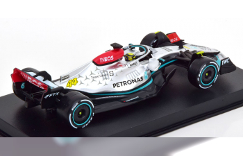 MERCEDES GP F1 W13e Team Mercedes-amg Petronas F1 N 44 Season 2022 Lewis Hamilton - With Helmet And Plastic Showcase, Silver Green