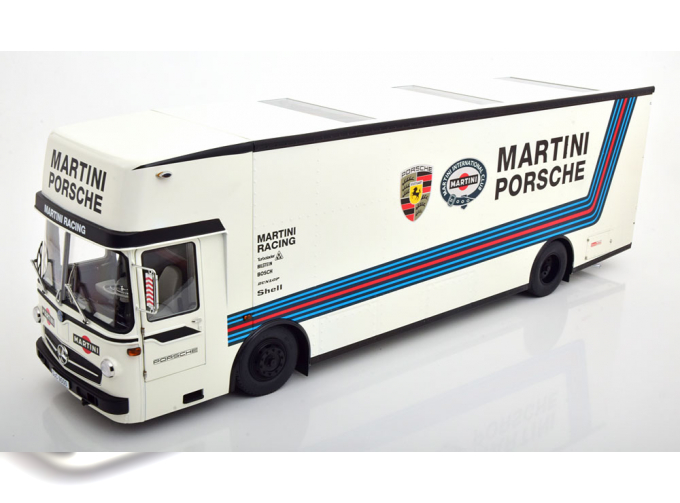 MERCEDES-BENZ O317 Truck Car Transporter Porsche Martini Racing (1968), white blue