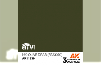 Краска акриловая "Оливковый серый №9" (Nº9 OLIVE DRAB (FS33070) ) 17 мл