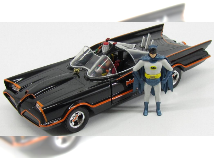 BATMAN Batmobile 1966 - Classic Tv Series With Figures Batman And Robin, Black Red