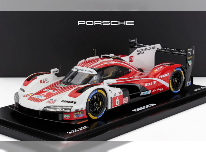 PORSCHE 963 9rd 4.6l Turbo V8 Team Porsche Penske Motorsport №6 4th 24h Le Mans (pole Position) (2024) Kevin Estre - Andre Lotterer - Laurens Vanthoor - Con Vetrina - With Showcase, Red White Black