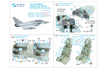 3D Декаль кабины с включенными дисплеями для Eurofighter Typhoon EF-2000B/2000TДвухместный (Trumpeter)