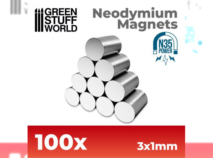 Неодимовые магниты 3 x 1 мм (100 шт.) (N35) / Neodymium Magnets 3x1mm - 100 units (N35)