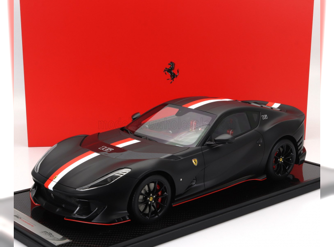 FERRARI 812 Competizione N 16 Principato Di Monaco Livery 2021 - Con Vetrina - With Showcase, Matt Black