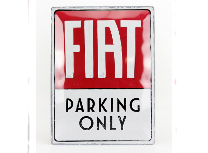 ACCESSORIES 3d Metal Plate - Fiat Parking Only, Red White