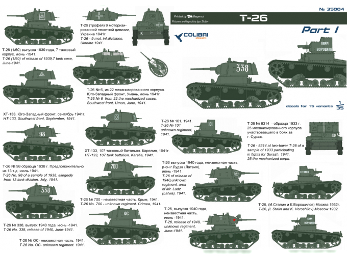 Декаль для Т-26 Part I