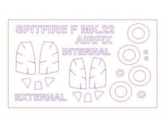 Набор масок окрасочных для Spitfire Mk.22 (двусторонние маски) + маски на диски и колеса