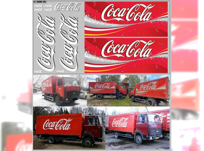 Декаль НЕФАЗ-93341 Coca-Cola вариант 4 (200х140)