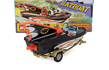 BATMAN Batboat + Trailer With Batman And Robin, Black