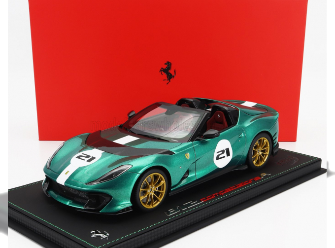 FERRARI 812 Competizione A №21 Spider (2022) - Con Vetrina - With Showcase, Green Jewel Met White