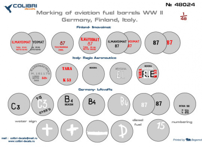Декаль Маркировка топливных бочек ВОВ