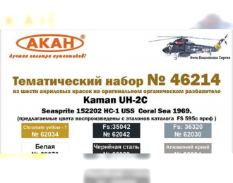 Набор акриловых красок Kaman UH-2C Seasprite 152202 HC-1 USS Coral Sea 1969 год