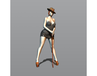 Фигура Девушка с тростью, окрашенная