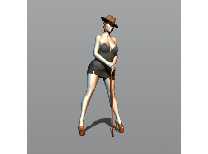 Фигура Девушка с тростью, окрашенная