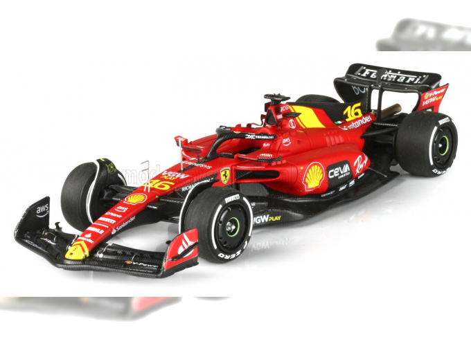 FERRARI F1 Sf-23 Team Scuderia Ferrari №16 4th Monza Italy Gp (2023) Charles Leclerc, Red Black Yellow