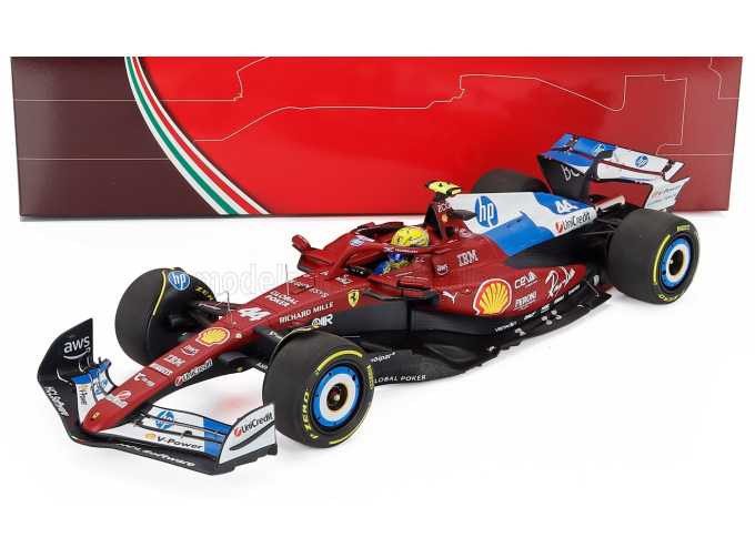 FERRARI F1 Sf-25 Team Scuderia Ferrari Hp №44 Miami Gp (2025) Lewis Hamilton - Polyfoam Packaging, Red Blue White