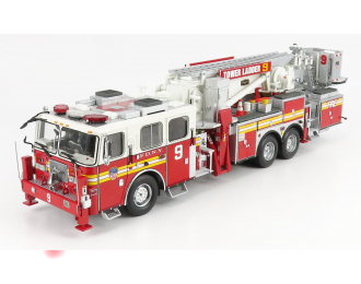 SEAGRAVE Truck Tower Ladder 9 Scala Fire Dept. City Of New York - Vigili Del Fuoco - Fire Engine - 55cm, Red White