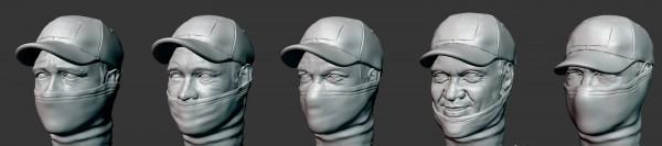 Российские солдаты (в бейсболках и баффах)