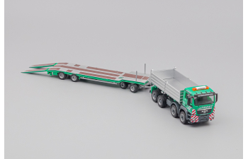 MAN TGS M 4-axle Dump Truck / Goldhofer TU-4 Lowboy "Trost", green / aluminum / black