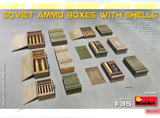 Сборная модель Аксессуары SOVIET AMMO BOXES WITH SHELLS