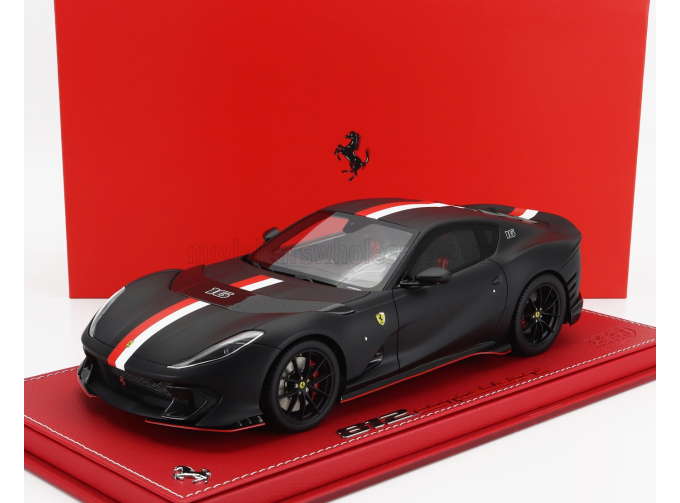 FERRARI 812 Competizione №16 Principato Di Monaco Livery (2021) - Con Vetrina - With Showcase, Matt Black