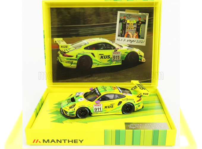 PORSCHE 911 991-2 Gt3 R Team Manthey Racing N 911 Winner Nls7 Rowe 6h Adac Ruhr - Pokal - Rennen Nurburgring 2021 K.estre - M.christensen, Yellow Green