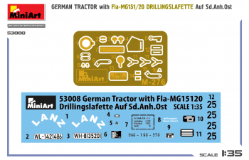 Сборная модель LANZ Bulldog 4016 With Mg151/20 And Military Trailer