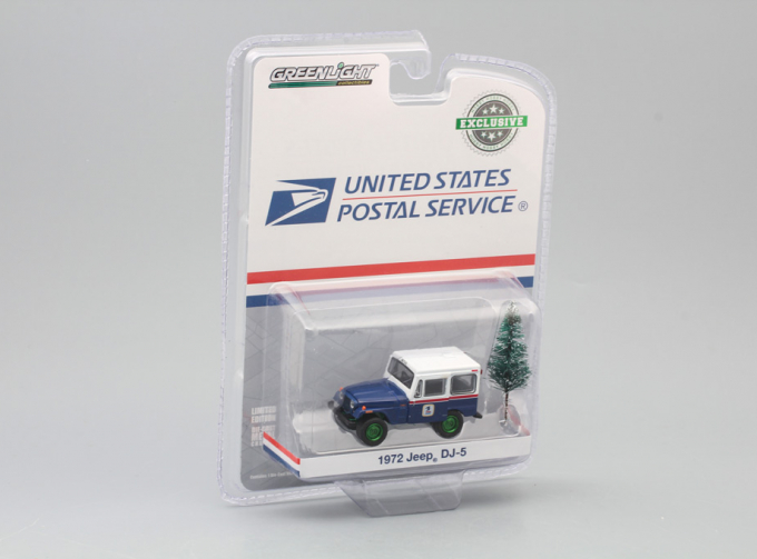 JEEP DJ-5 "United States Postal Service (USPS)" с Рождественской елкой 1972 Blue-White (Greenlight!)