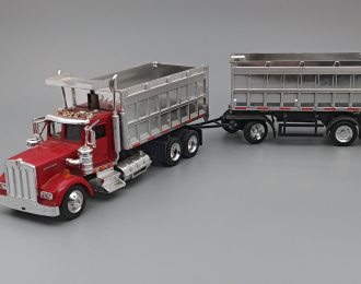 KENWORTH W900 1979 Dump Truck with Trailer, red / silver