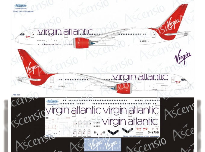 Декаль на самолёт боенг 787-9 (Virgin Atlantic)