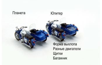 Юпитер-3К с коляской, мотоцикл бело-синий