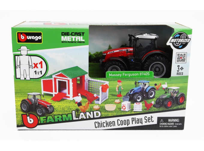 MASSEY FERGUSON Set Farm Chicken Coop Play 8740s Tractor (2016), Red