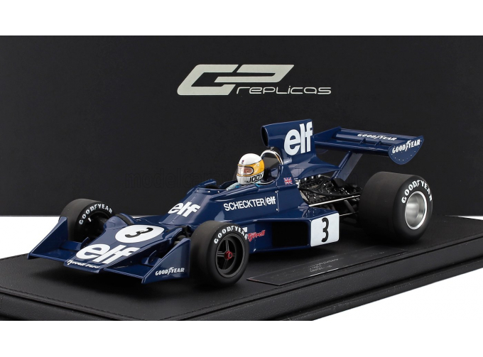 TYRRELL F1 Ford 007 Elf №3 Winner Sweden Gp (with Pilot Figure) (1974) Jody Scheckter, Blue