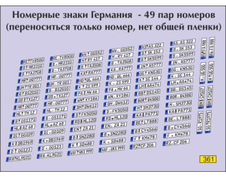 Набор декалей Номерные знаки Германии