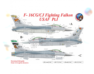 Декаль для F-16CG/CJ Fighting Falcon USAF Pt.1 с тех. надписями, FFA (удаляемая лаковая подложка)