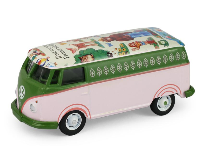 VOLKSWAGEN Type 2 Panel Van Smokey Bear Series - It's Your Forest, Take Care Of It, (1972), pink / green