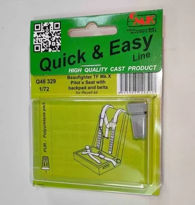 Beaufighter TF Mk.X Сиденье пилота со спинкой и ремнями для Revell