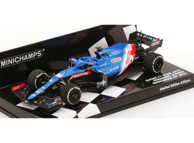 RENAULT F1 A521 Renault E-tech 20b Team Alpine №14 4th Hungary Gp (2021) Fernando Alonso, Blue Met Red White