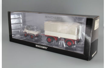 MERCEDES-BENZ UNIMOG 401 with Trailer (1951), white / beige / red