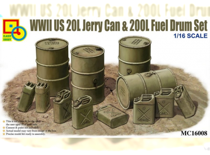 Сборная модель WWII US 20L Jerry Can & 200L Fuel Drum Set