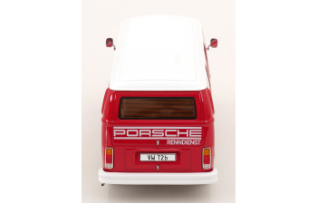 VOLKSWAGEN T2b Bus Porsche Renndienst with Fuchs-rims (1972), red white