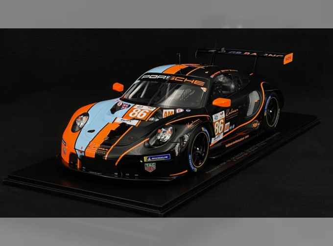 PORSCHE 911 991-2 Rsr-19 4.2l Team Gr Racing Gulf №86 24h Le Mans (2023) Ben Barker - Riccardo Pera - Michael Wainwright, Orange Light Blue Black