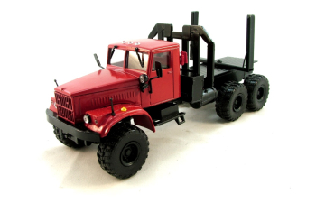 КРАЗ 255 лесовоз с прицепом, красный