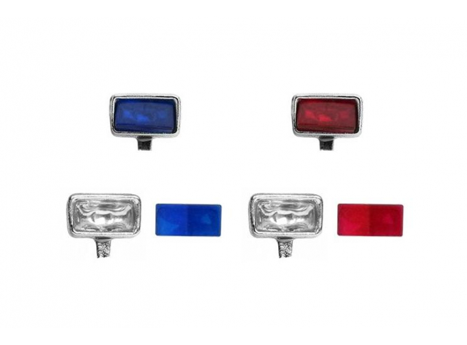 Комплект противотуманных фар PAL, хром / красный / синий (4шт)