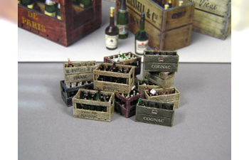 Сборная модель Аксессуары CHAMPAGNE & COGNAC BOTTLES WITH CRATES