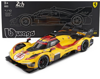 FERRARI 499p 3.0l Turbo V6 Team Af Corse №83 Winner 24h Le Mans (2025) Robert Kubica - Phil Hanson - Yifei Ye - Con Vetrina - With Showcase, Yellow Red
