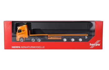 VOLVO FH GL 2020 с телескопическим полуприцепом, оранжевый