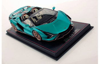 LAMBORGHINI Sian Fkp 37 Hybrid Roadster Open (2020) - Con Vetrina - With Showcase, Blue Green Met